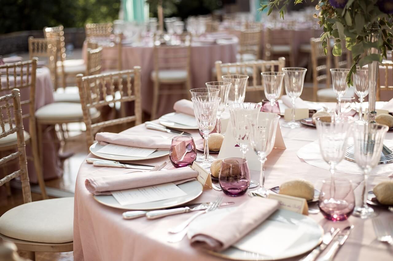 Completely transformed venue showcasing our full-service catering and decoration capabilities
